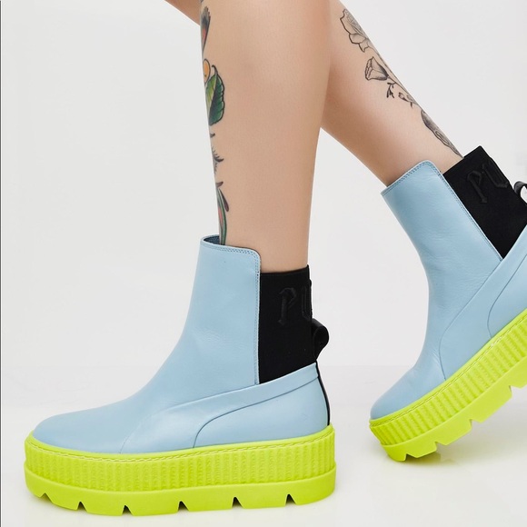 Puma Shoes - Fenty Puma Chelsea Sneaker Boots Platform Neon 7.5